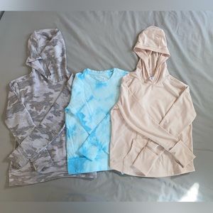 THREE Athleta Girl Sweatshirts, size 8-10